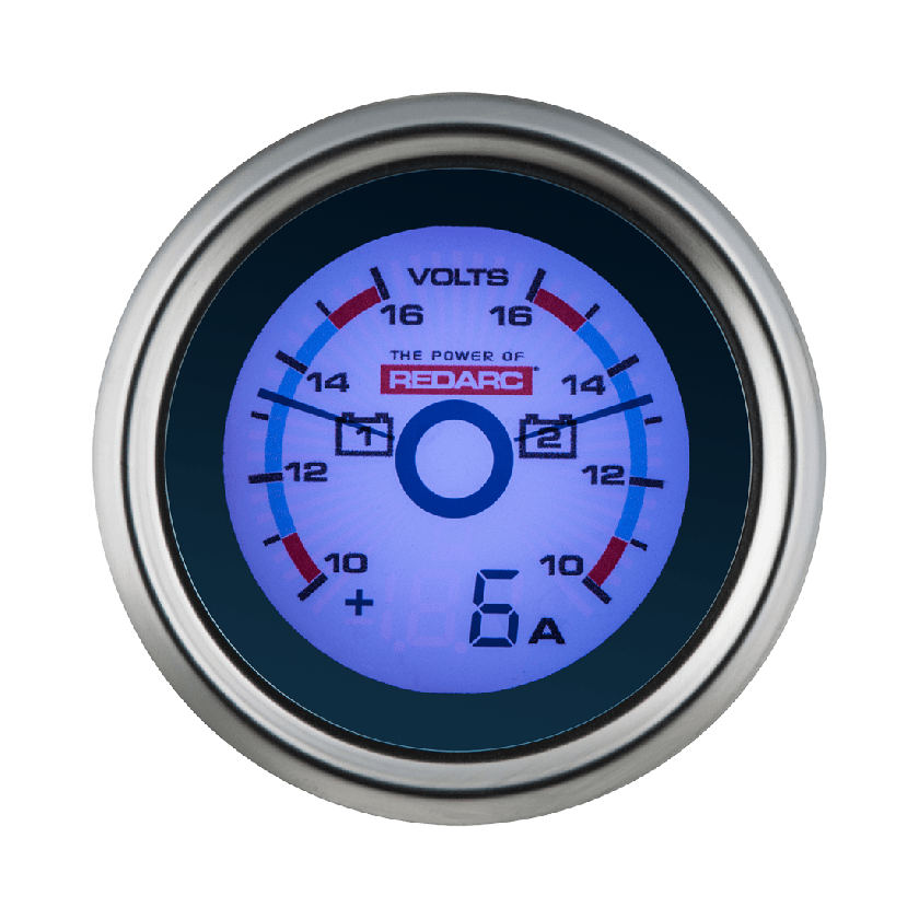 REDARC Dual Voltage 52mm Gauge with optional current display [A]