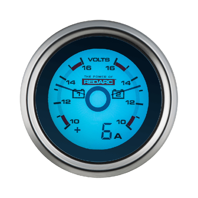 REDARC Dual Voltage 52mm Gauge with optional current display [A]