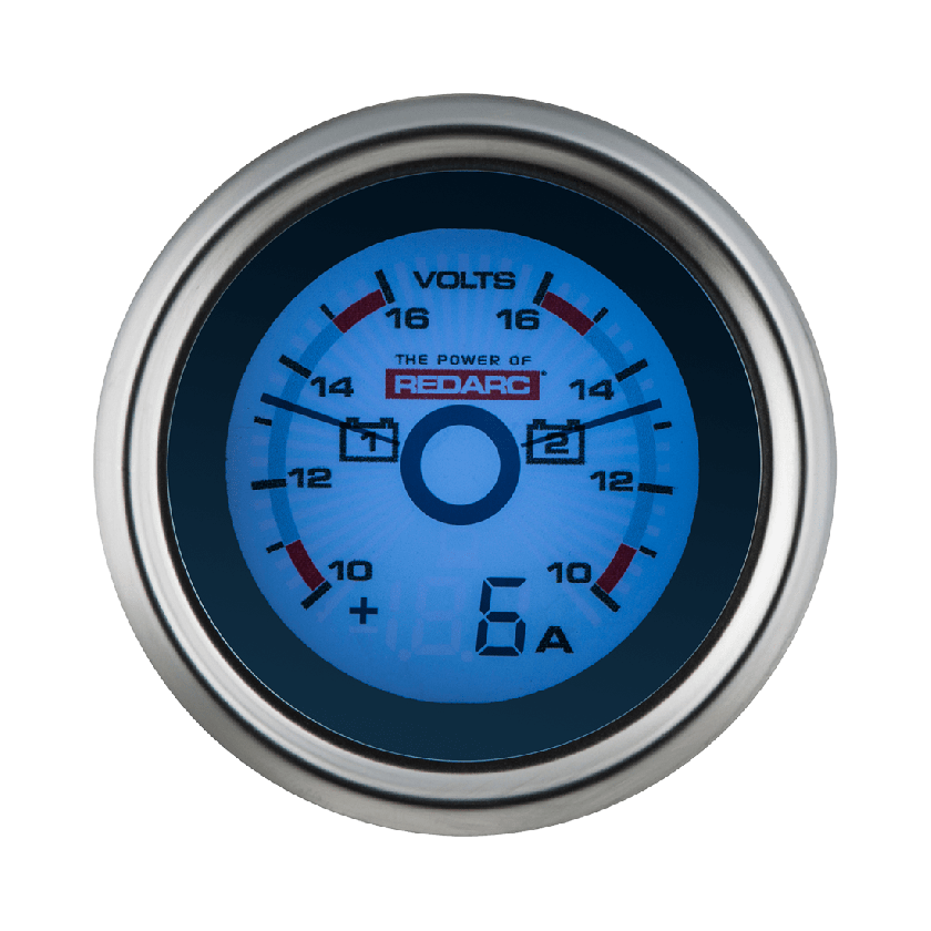 REDARC Dual Voltage 52mm Gauge with optional current display [A]