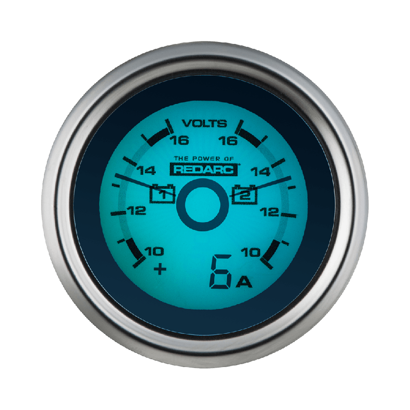 REDARC Dual Voltage 52mm Gauge with optional current display [A]