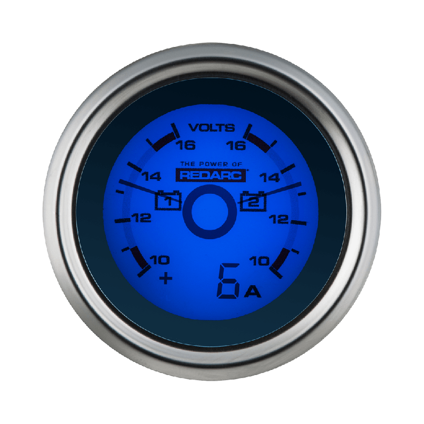REDARC Dual Voltage 52mm Gauge with optional current display [A]
