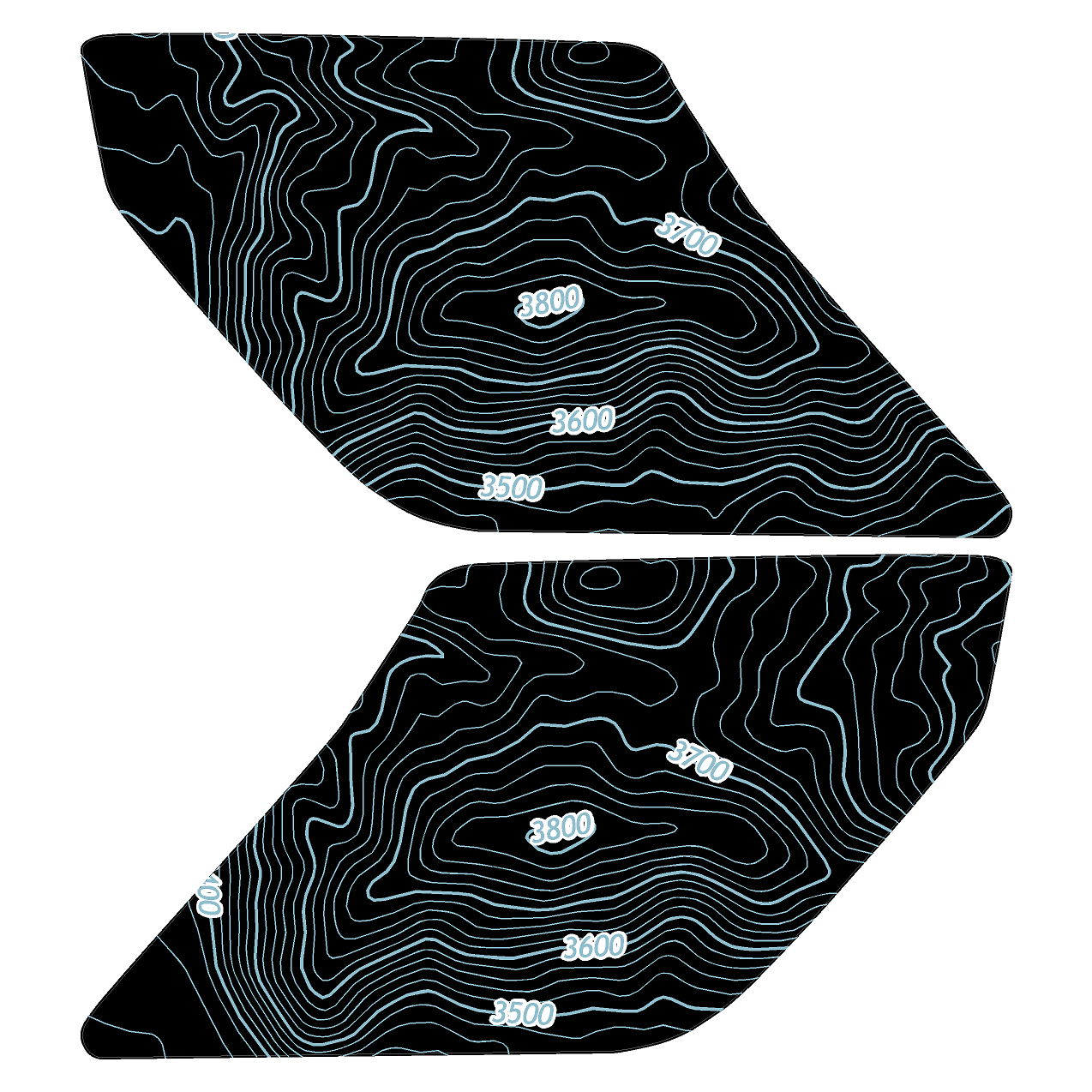 Topo Interior Lower Front Door Card Insert Overlays (Printed Series) - 2021+ Bronco 4 Door