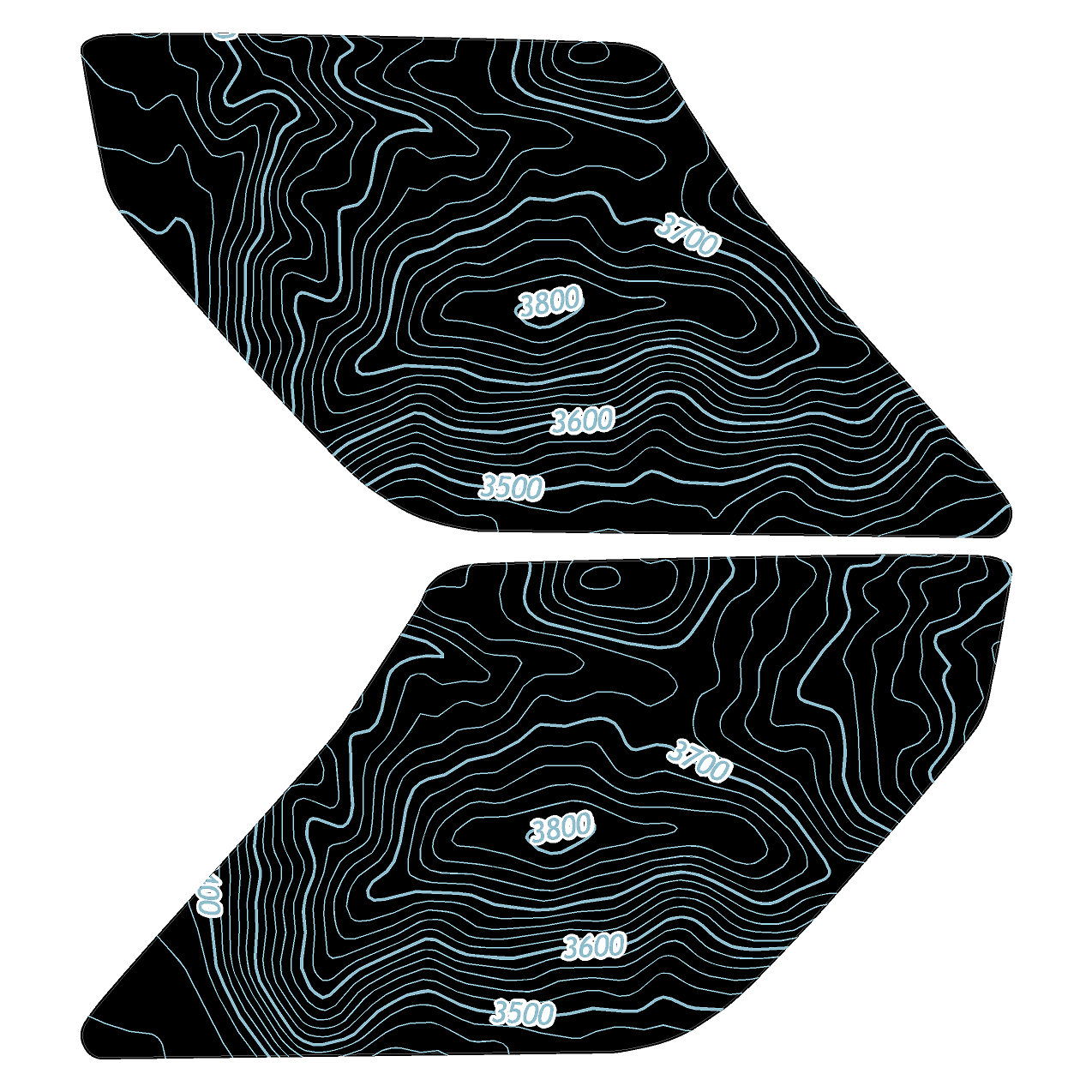 Topo Interior Door Handle Overlays - 2021+ Bronco