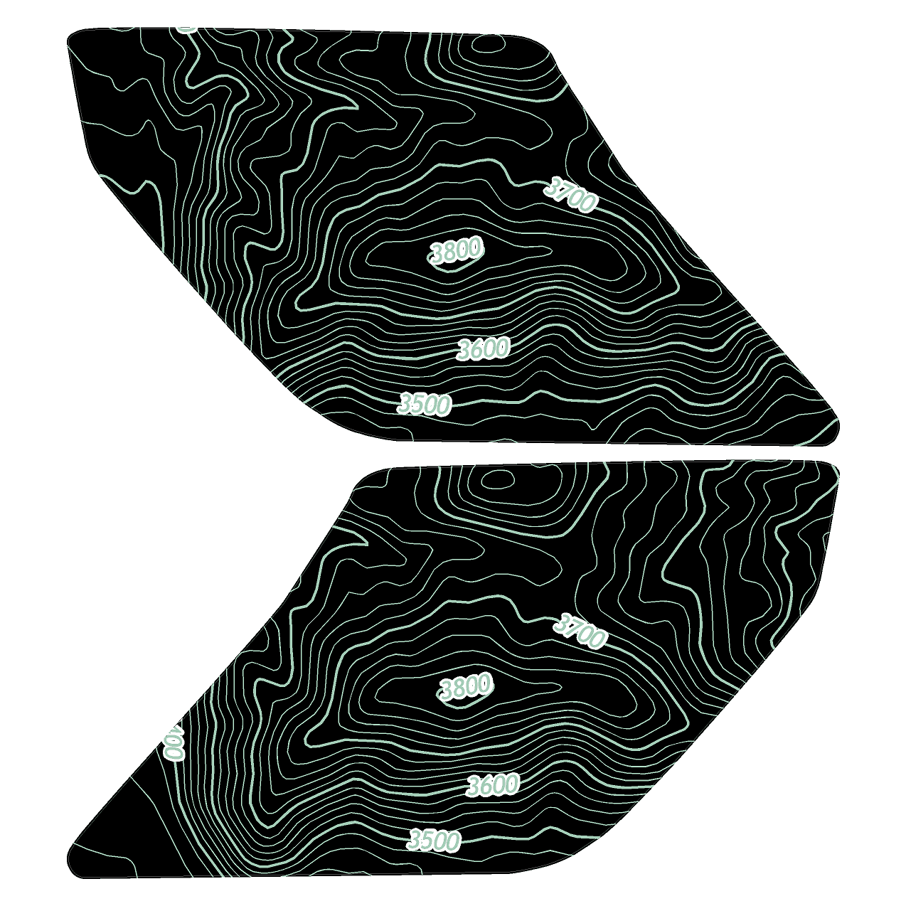 Topo Interior Lower Front Door Card Insert Overlays (Printed Series) - 2021+ Bronco 4 Door