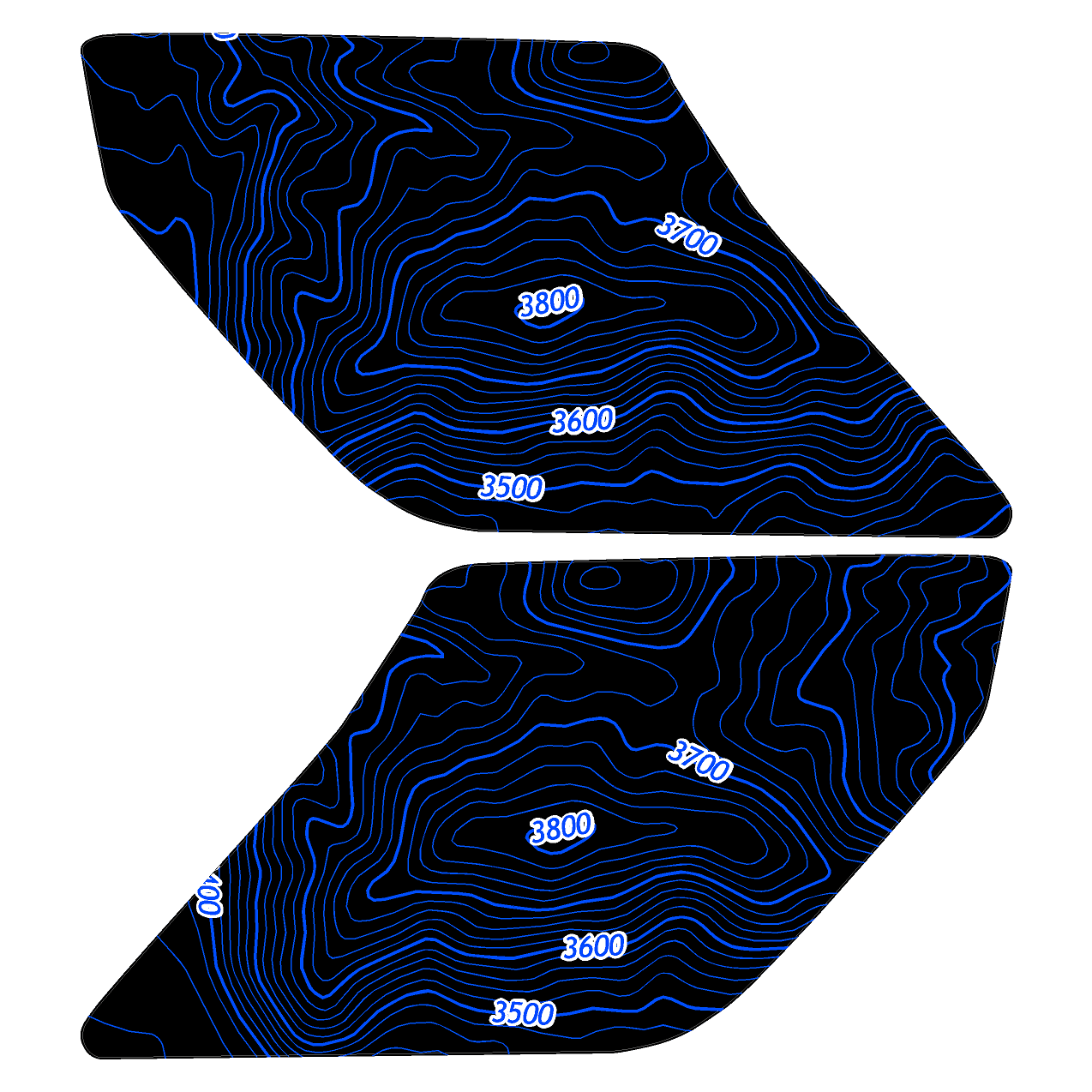 Topo Interior Sun Visor Overlays (Printed Series) - 2021+ Bronco (with Homelink)