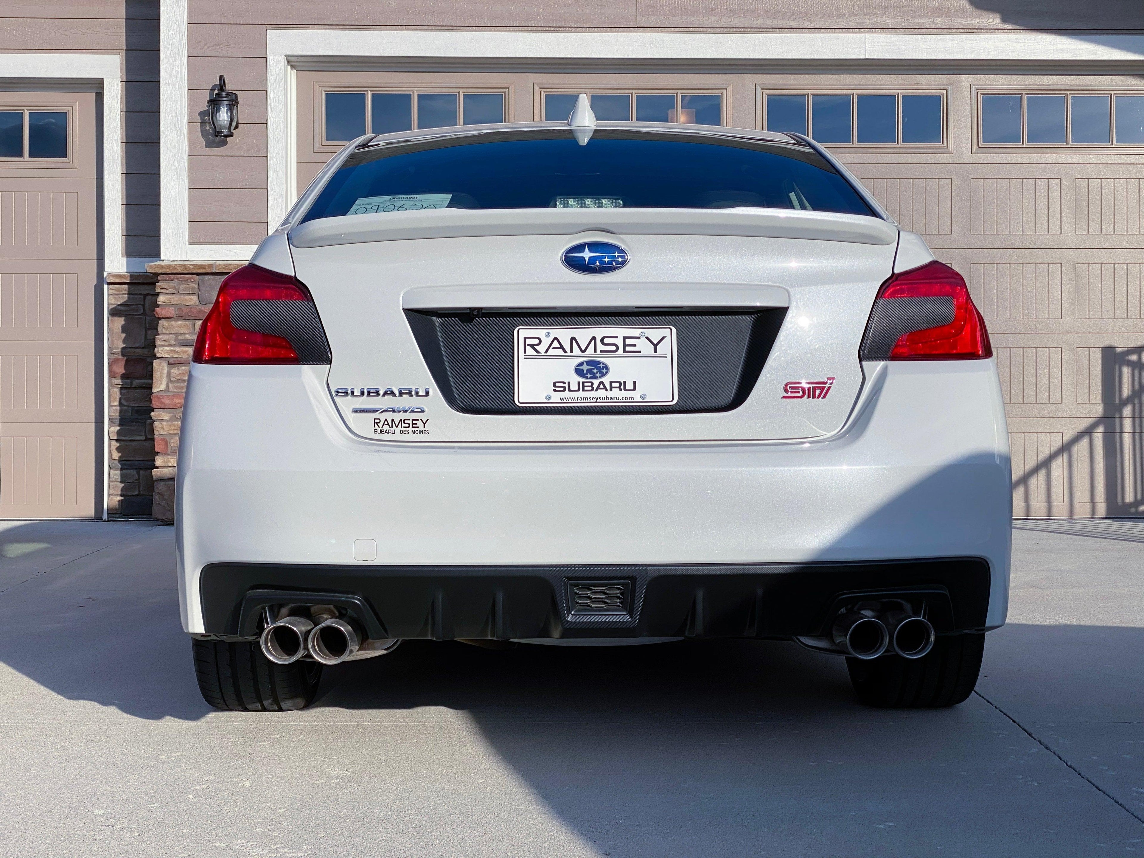 V1 3D Carbon License Plate Panel Black Out Overlays - 2015-2020 Subaru WRX / STI